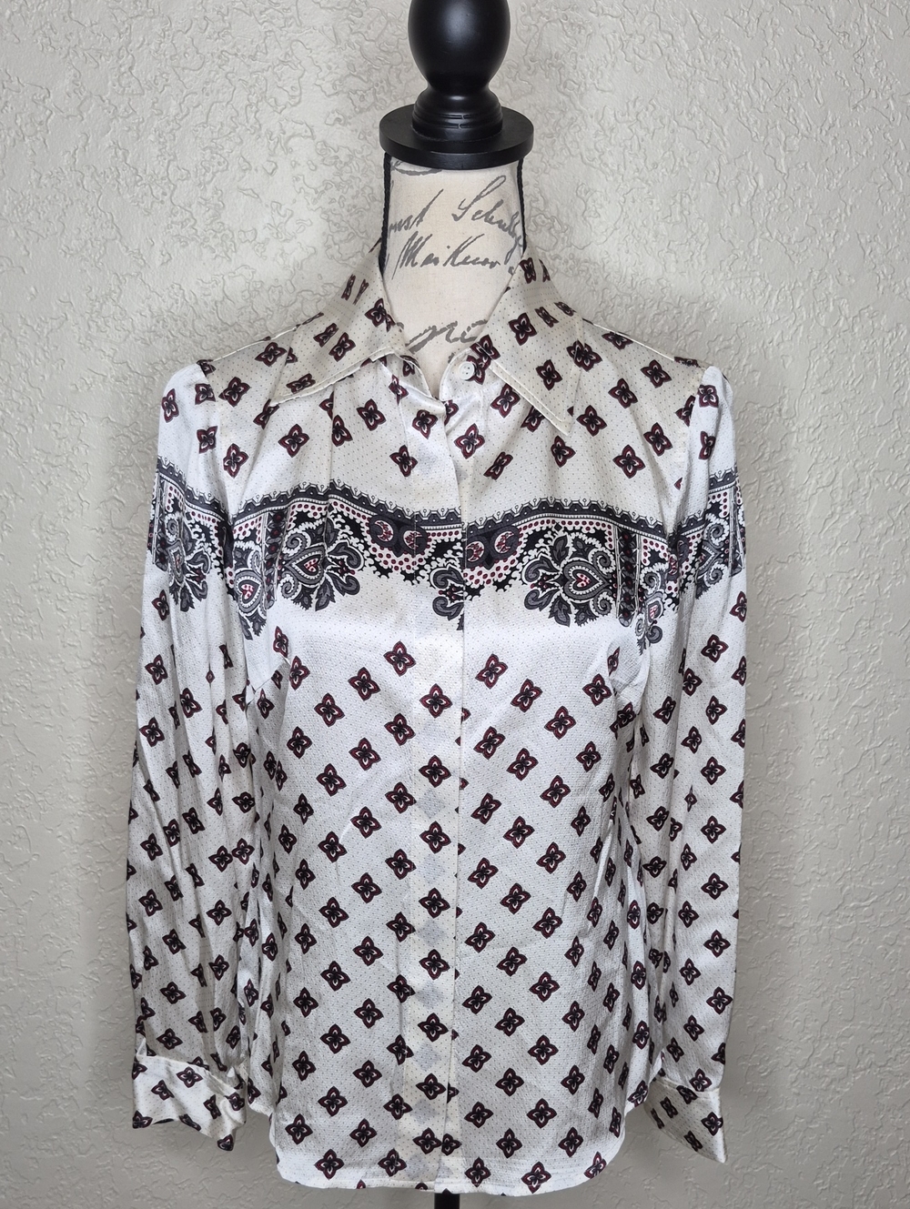 Doncaster Collection Silk Button Front Shirt Size 6